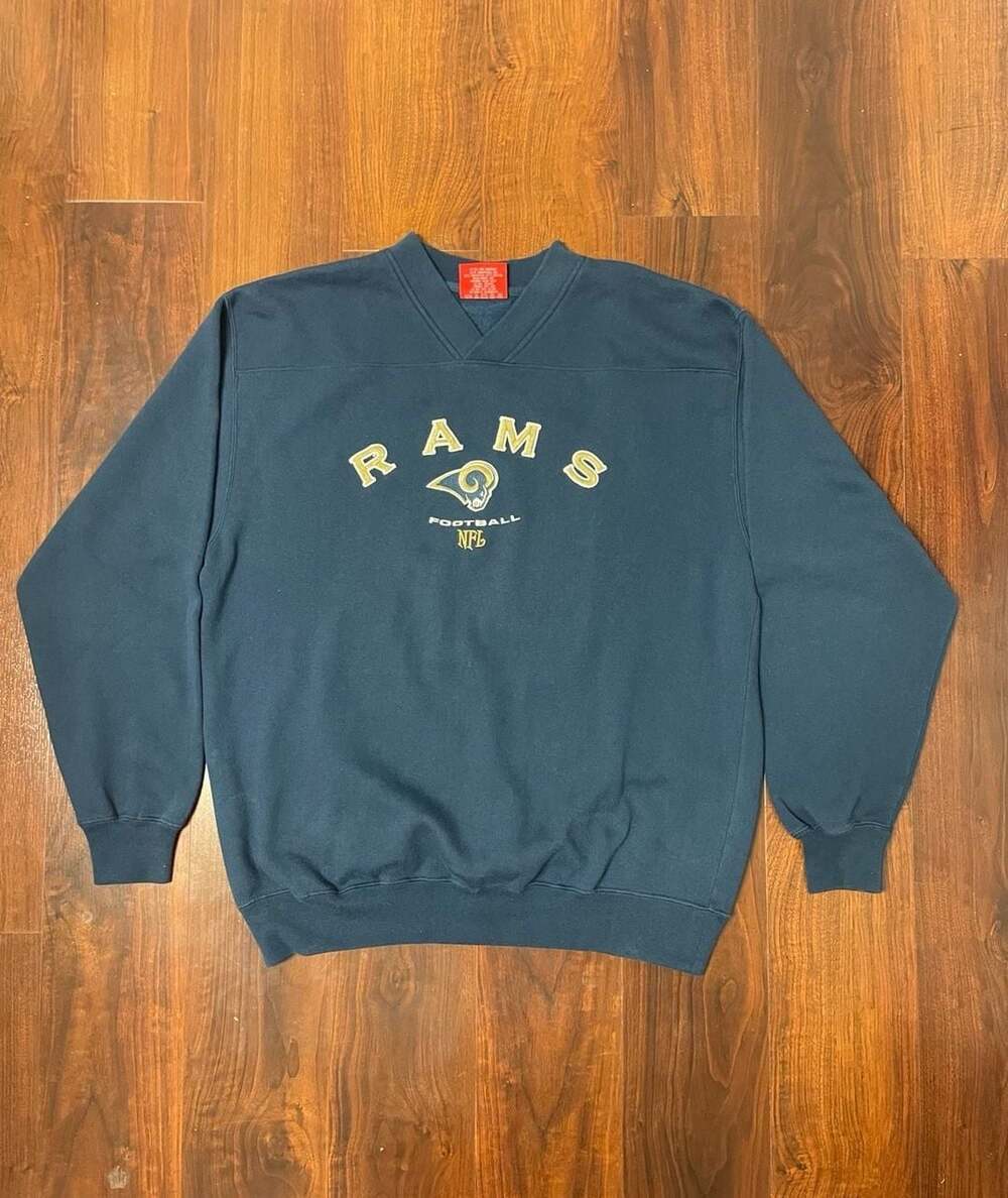 Vintage NFL Los Angeles Rams Embroidered V-Neck Sweatshirt Size L